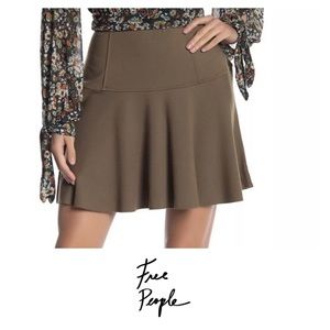 Free People Highlands Mini Skater Skirt Army